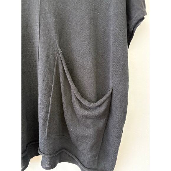 Eileen Fisher Organic Linen Cotton Square Pocket Top Black Size M - Picture 3 of 6